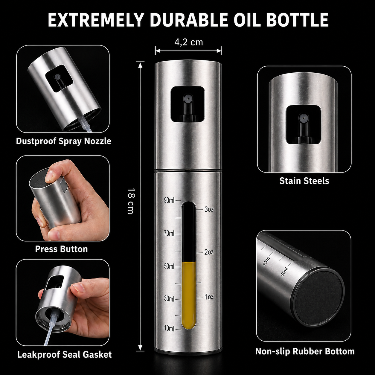 Stainless Steel Oil Sprayer Bottle